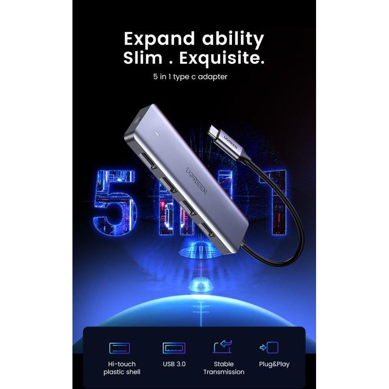 UGREEN Hub 4-Port USB3.0 avec Port Alimentation · Dock Station · Informat Systems Strasbourg (image 3)