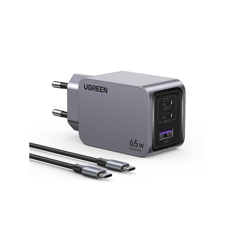 UGREEN Chargeur Rapide 65W PD 3 Ports + Câble USB-C > USB-C*25871 · Adaptateurs & Chargeurs Secteur · Informat Systems Str...