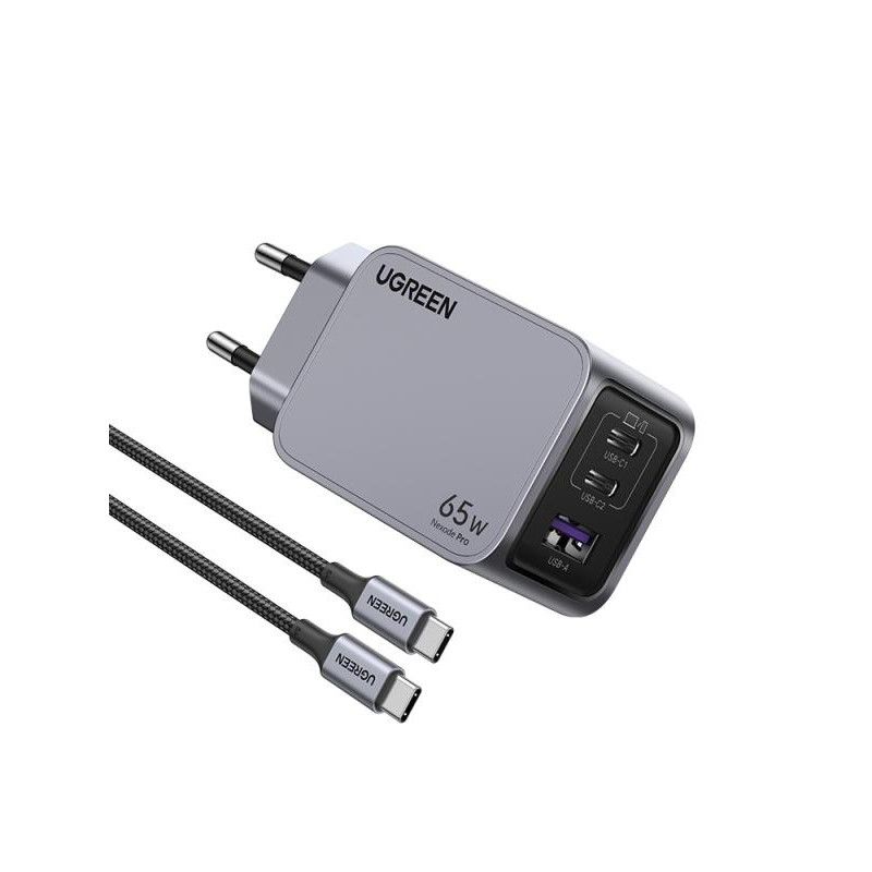 UGREEN Chargeur Rapide 65W PD 3 Ports + Câble USB-C > USB-C*25871 · Adaptateurs & Chargeurs Secteur · Informat Systems Str... (image 2)