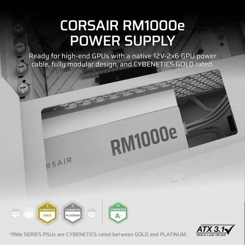 CORSAIR RMe White Series, RM1000e White · Alimentations · Informat Systems Strasbourg (image 3)