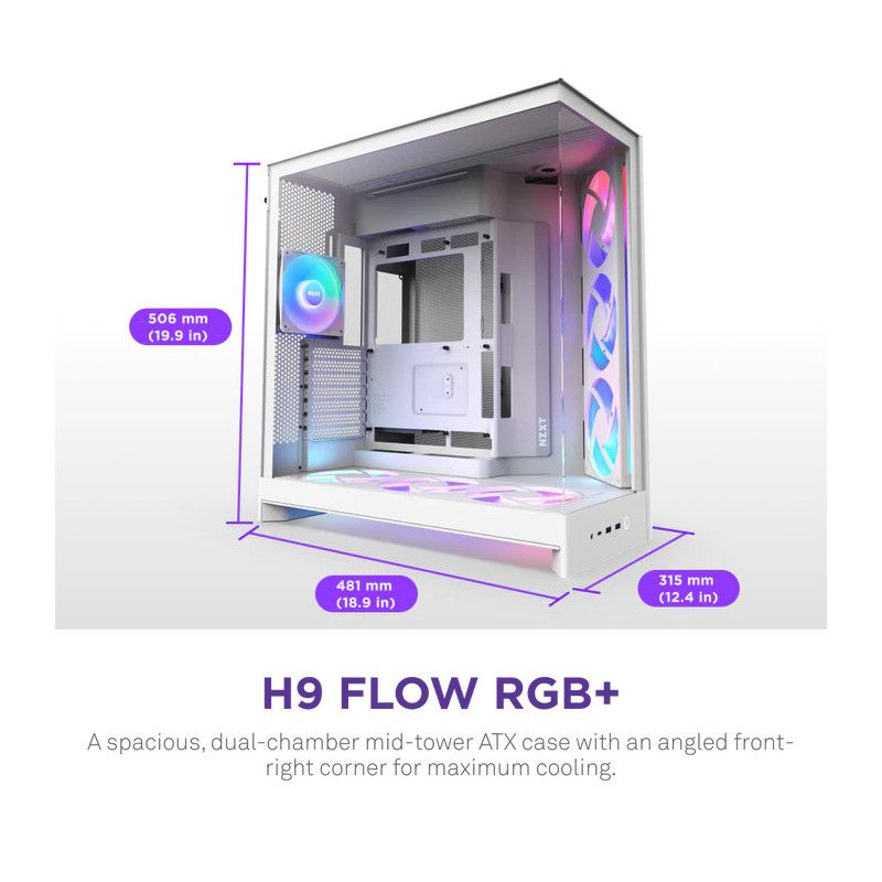 NZXT H9 Flow RGB - All White · Boîtiers · Informat Systems Strasbourg (image 2)