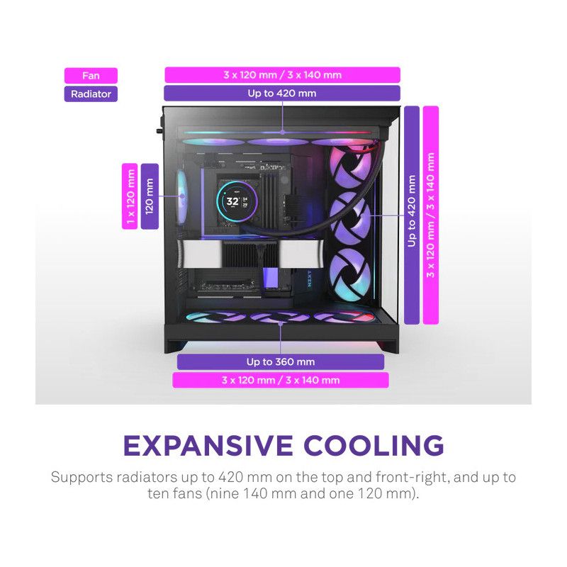 NZXT H9 Flow RGB+ (CM-H92FB-P1) - All Black · Boîtiers · Informat Systems Strasbourg (image 4)