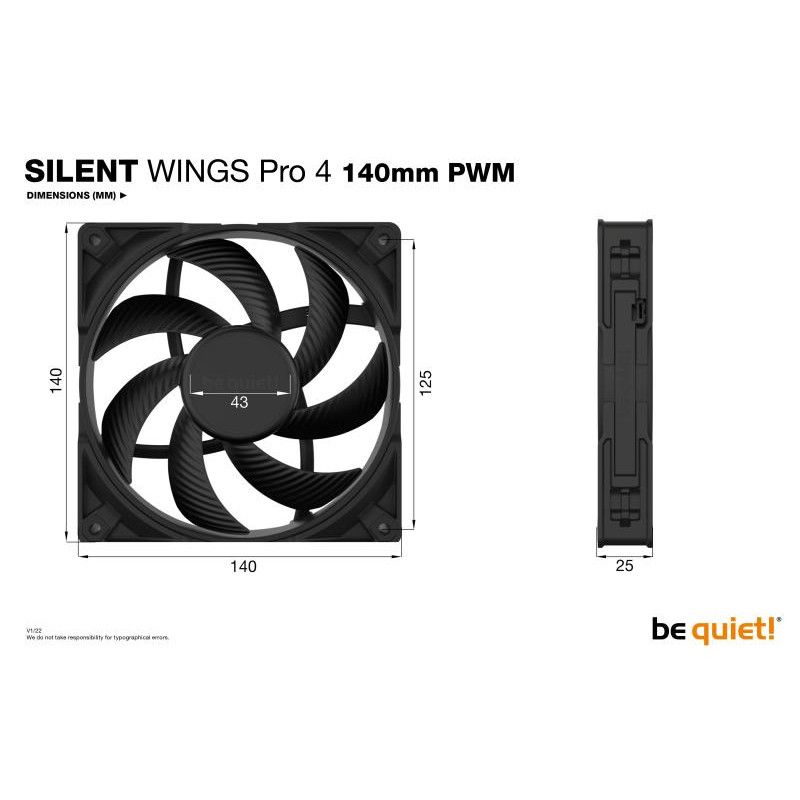 BE QUIET! SILENT WINGS PRO 4 140mm PWM · Ventilateur Boitier · Informat Systems Strasbourg (image 6)