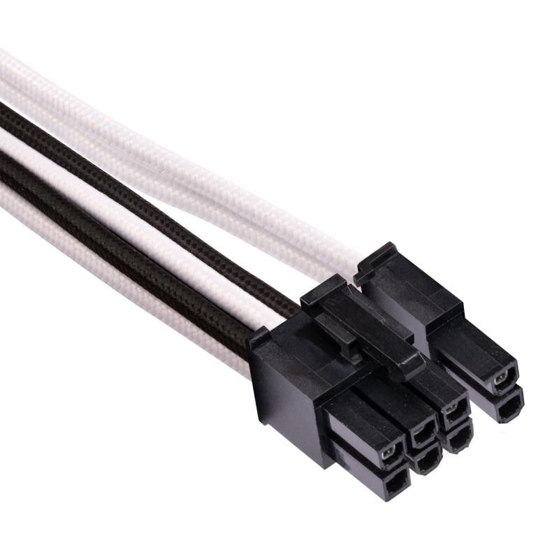 CORSAIR Premium m Sleeved Split PCIe T4 Blanc/Noir · Connectiques PC · Informat Systems Strasbourg