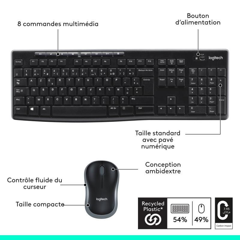 Logitech KIT MK270 sans fil Noir Retail · Claviers PC · Informat Systems Strasbourg (image 12)