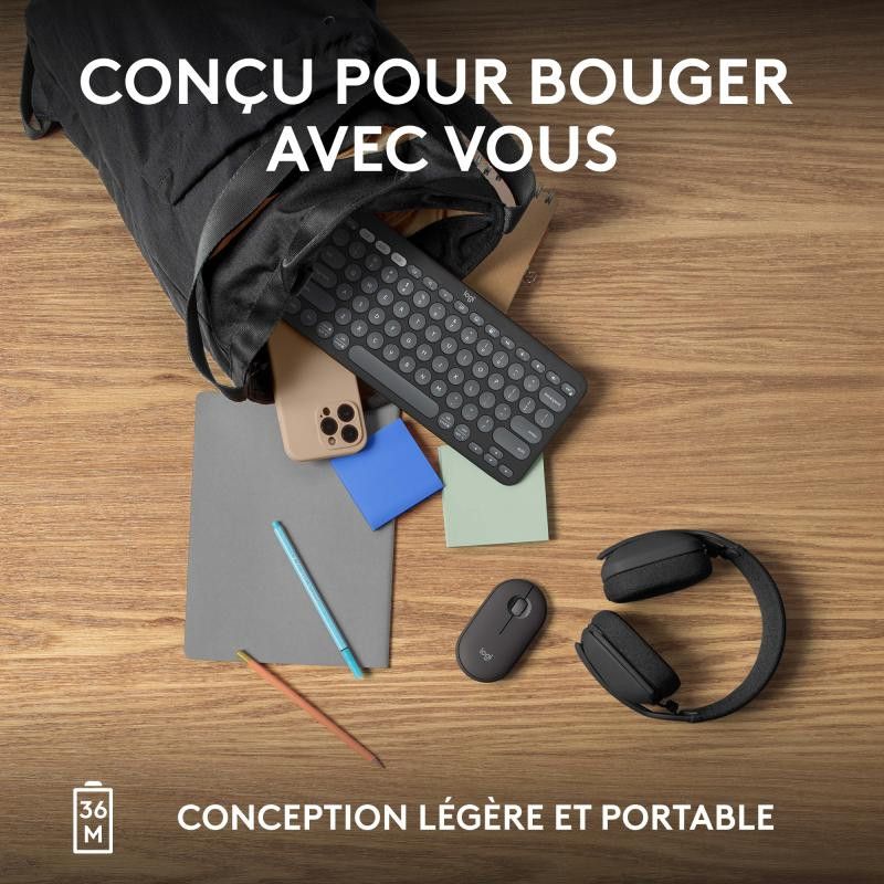 Logitech Pebble Keys 2 K380s Noir · Claviers PC · Informat Systems Strasbourg (image 13)
