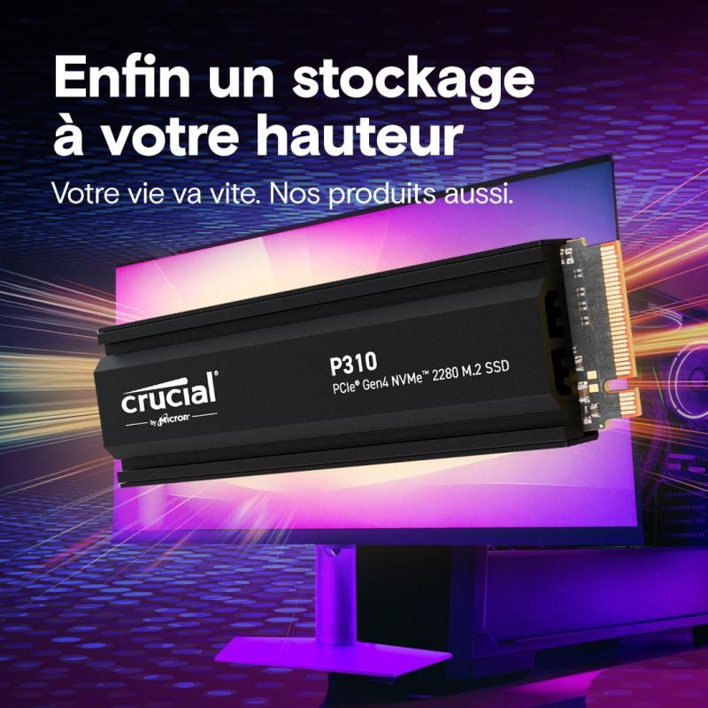 CRUCIAL P310 2T PCIe M.2*CT2000P310SSD5 avec heatsink · SSD M.2 · Informat Systems Strasbourg (image 6)