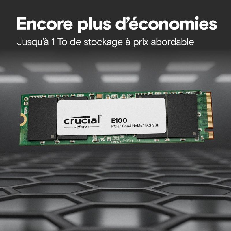 CRUCIAL E100 480G Gen4 2280 Tray · SSD M.2 · Informat Systems Strasbourg (image 3)