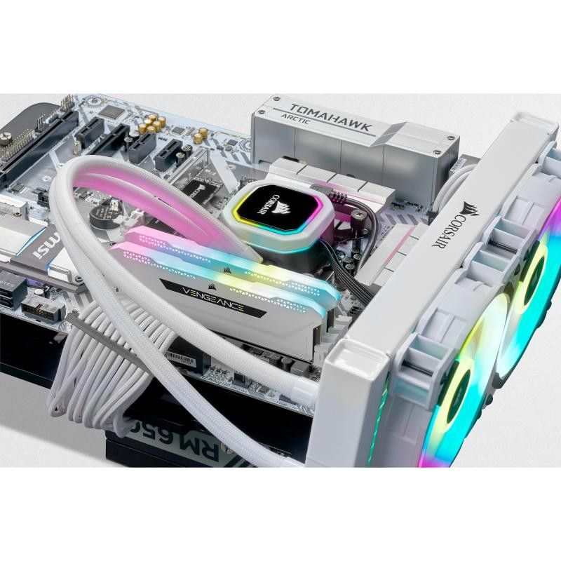CORSAIR VENGEANCE RGB PRO D4 3200 32G (2x16G) CMH32GX4M2E3200C16W BLANC · Mémoires PC · Informat Systems Strasbourg (image 2)