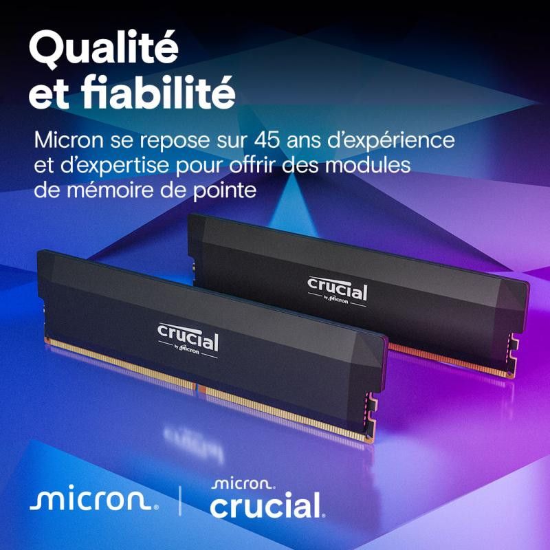 Crucial Pro CP2K32G64C40U5B module de mémoire 64 Go 2 x 32 Go DDR5 288-pin DIMM · Mémoires PC · Informat Systems Strasbourg (image 6)