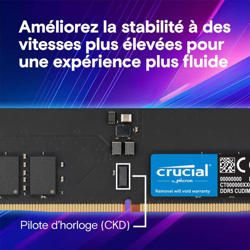 Crucial CT32G64C52CU5 module de mémoire 32 Go 1 x 32 Go DDR5 6400 MT/s 288-pin DIMM · Mémoires PC · Informat Systems Stras... (image 4)