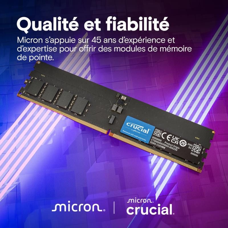 Crucial CT32G64C52CU5 module de mémoire 32 Go 1 x 32 Go DDR5 6400 MT/s 288-pin DIMM · Mémoires PC · Informat Systems Stras... (image 5)