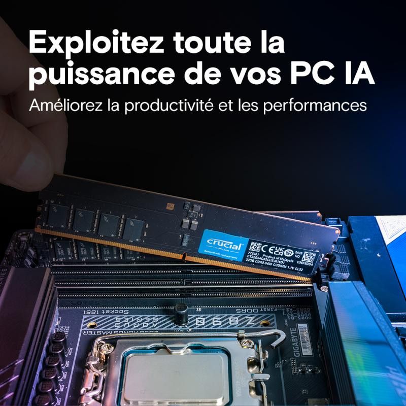 Crucial CT32G64C52CU5 module de mémoire 32 Go 1 x 32 Go DDR5 6400 MT/s 288-pin DIMM · Mémoires PC · Informat Systems Stras... (image 6)