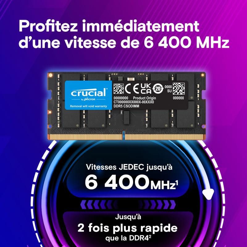 Crucial CT32G64C52CS5 module de mémoire 32 Go 1 x 32 Go DDR5 6400 MT/s 262-pin SO-DIMM · Mémoires PC · Informat Systems St... (image 2)