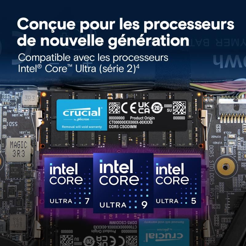 Crucial CT32G64C52CS5 module de mémoire 32 Go 1 x 32 Go DDR5 6400 MT/s 262-pin SO-DIMM · Mémoires PC · Informat Systems St... (image 3)