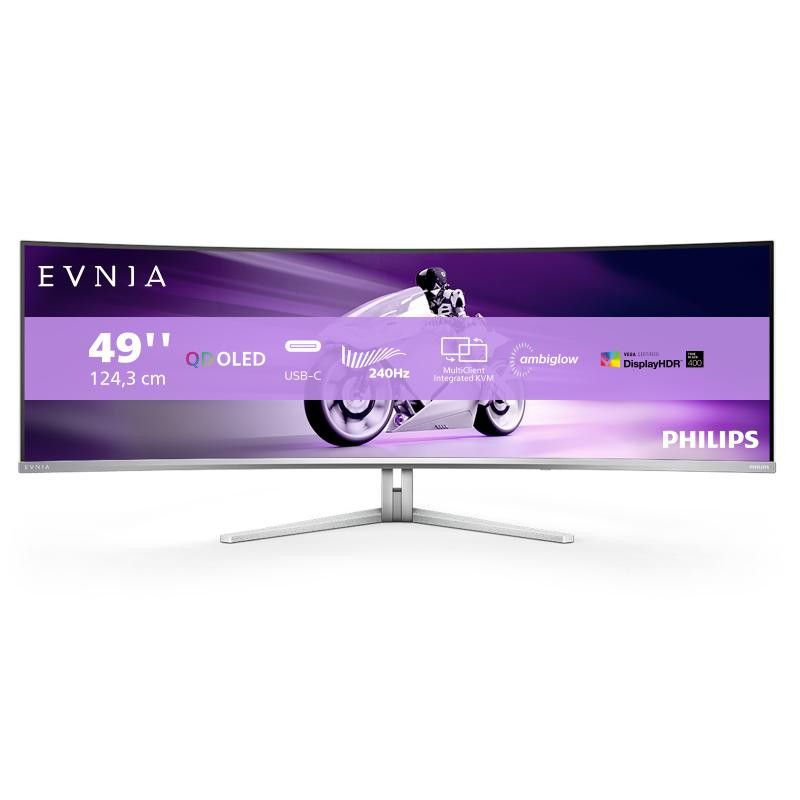 Philips Evnia 8000 49M2C8900/00 écran plat de PC 124,2 cm (48.9") 5120 x 1440 pixels Dual QHD QD-OLED Blanc · Moniteur · I...