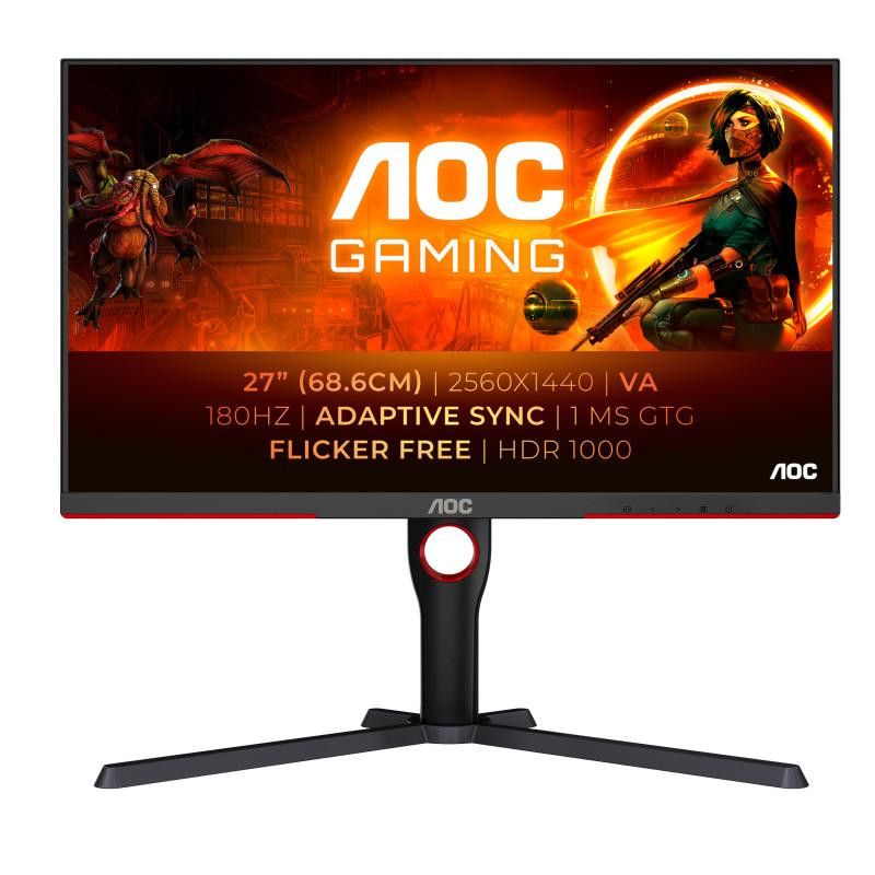 AOC G3 Q27G3XMN/BK écran plat de PC 68,6 cm (27") 2560 x 1440 pixels 2K Ultra HD LED Noir, Rouge · Moniteur · Informat Sys...