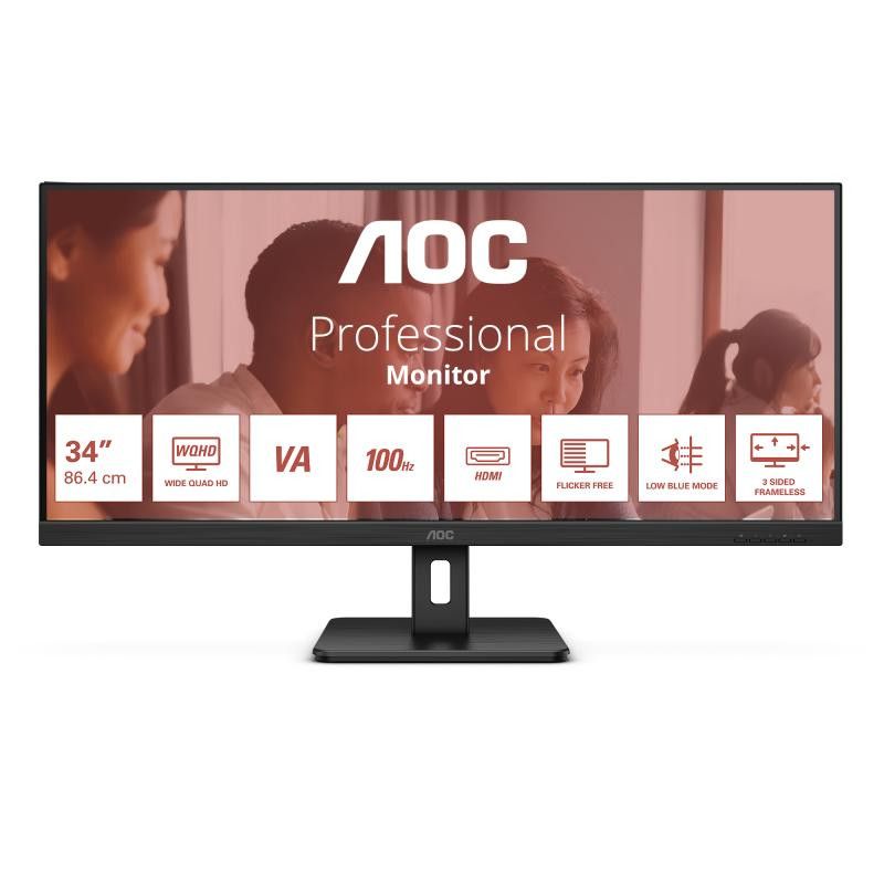 AOC U34E2M écran plat de PC 86,4 cm (34") 3440 x 1440 pixels Wide Quad HD Noir · Moniteur · Informat Systems Strasbourg