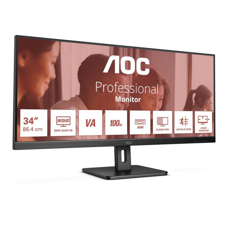 AOC U34E2M écran plat de PC 86,4 cm (34") 3440 x 1440 pixels Wide Quad HD Noir · Moniteur · Informat Systems Strasbourg (image 2)