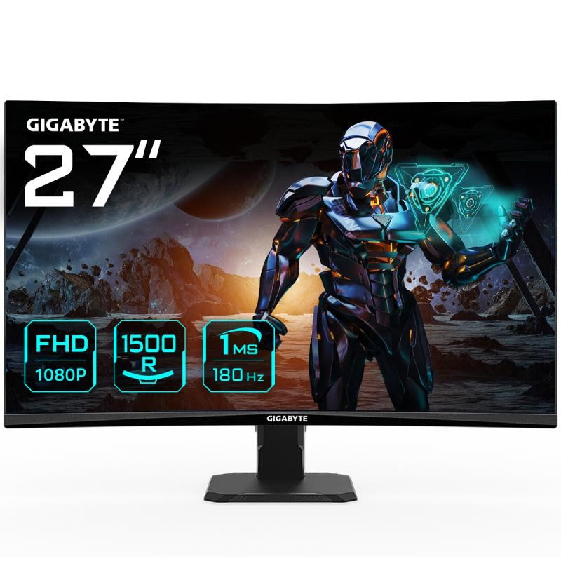 GIGABYTE GS27FC Écran gaming incurvé 27" FHD - 1920 x 1080, 180Hz, 1ms, 250 cd/m², FreeSync Premium, HDR Ready, HDMI 2.0, ...