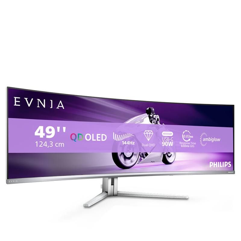 Philips Evnia 8000 49M2C8900L/00 écran plat de PC 124,2 cm (48.9") 5120 x 1440 pixels Dual QHD QD-OLED Blanc · Moniteur · ... (image 3)