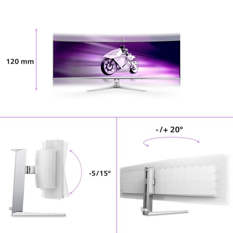 Philips Evnia 8000 49M2C8900L/00 écran plat de PC 124,2 cm (48.9") 5120 x 1440 pixels Dual QHD QD-OLED Blanc · Moniteur · ... (image 4)