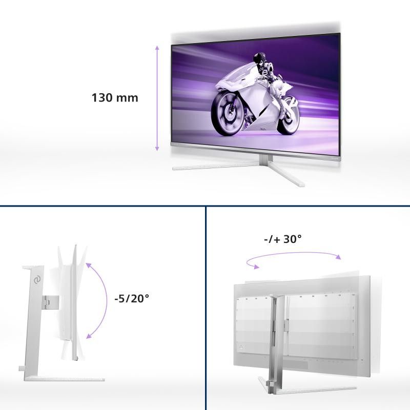 Philips Evnia 8000 32M2N8900/00 écran plat de PC 80 cm (31.5") 3840 x 2160 pixels 4K Ultra HD QD-OLED Blanc · Moniteur · I... (image 3)