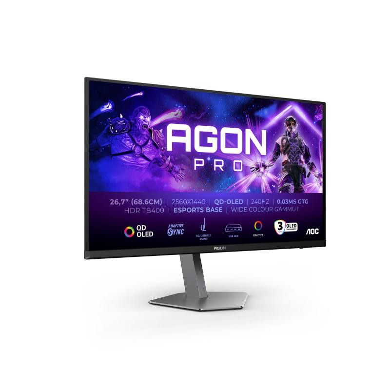 AOC AGON PRO AG276QZD2 écran plat de PC 67,3 cm (26.5") 2560 x 1440 pixels Quad HD QD-OLED Noir, Gris · Moniteur · Informa...