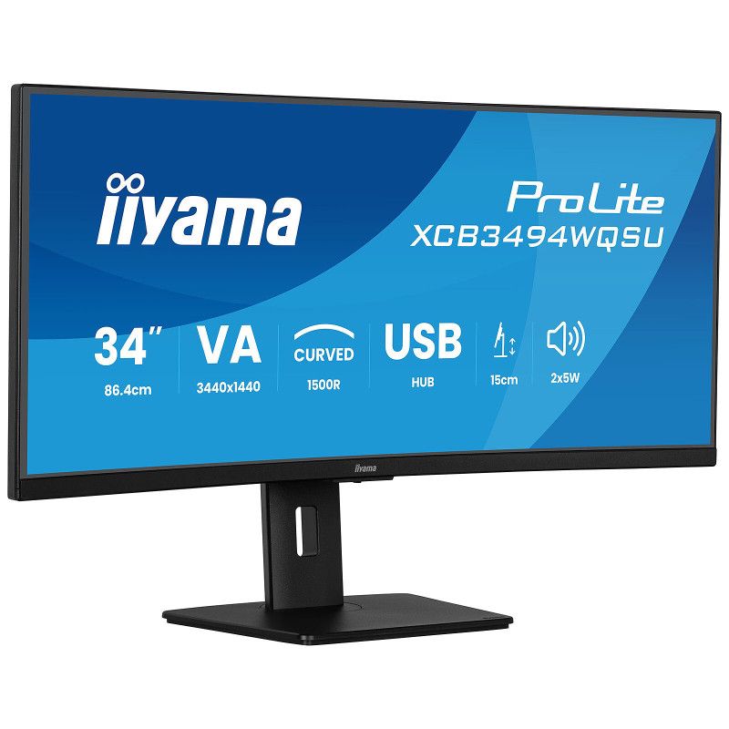 iiyama ProLite XCB3494WQSU-B1 écran plat de PC 86,4 cm (34") 3440 x 1440 pixels UltraWide Quad HD LED Noir · Moniteur · In...
