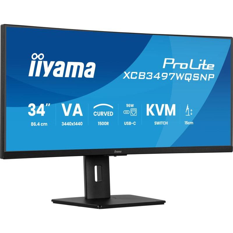 iiyama ProLite XCB3497WQSNP-B1 écran plat de PC 86,4 cm (34") 3440 x 1440 pixels UltraWide Quad HD LED Noir · Moniteur · I...