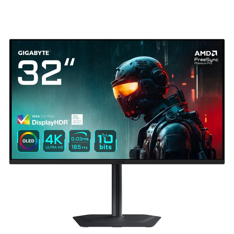 GIGABYTE MO32U 31,5" Moniteur Gaming OLED 4K UHD - 3840 x 2160, 165Hz, 0.03ms, 250 cd/m², Display HDR True Black 400, HDMI...