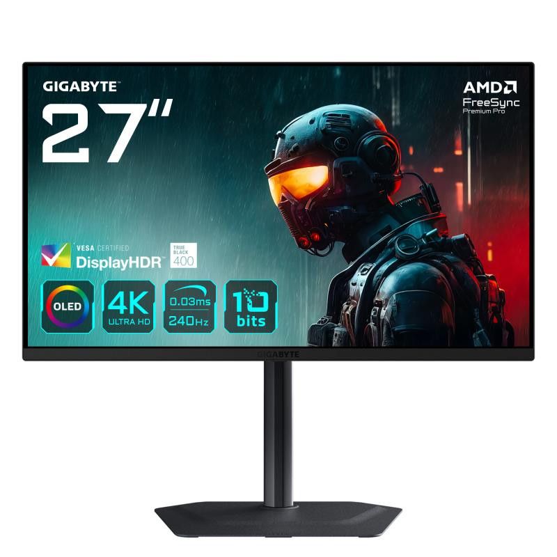GIGABYTE MO27U2 OLED 4K UHD Gaming Monitor - 3840 x 2160, 240Hz, 0,03 ms, 1000 cd/m², Display HDR True Black 400, HDMI 2.1...