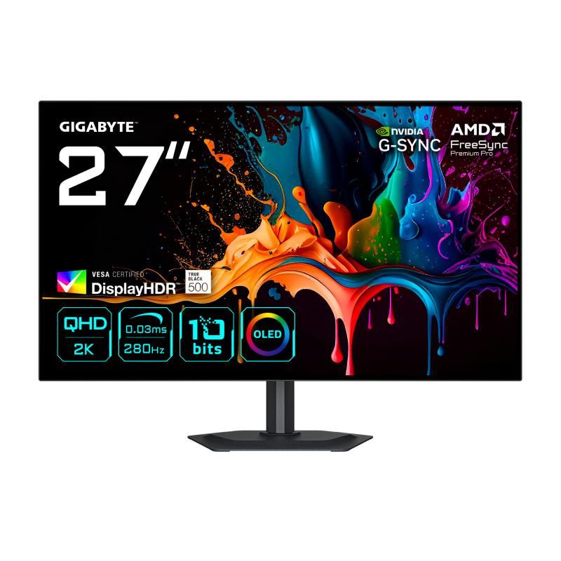 GIGABYTE MO27Q28G Moniteur Gaming OLED 27" QHD - 2560 x 1440, 280Hz, 0,03ms, 335 cd/m², Display HDR True Black 500, HDMI 2...