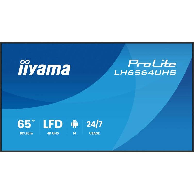 iiyama LH6564UHS-B1AG Écran d'affichage dynamique Écran plat de signalisation numérique 165,1 cm (65") Wifi 500 cd/m² 4K U... (image 2)