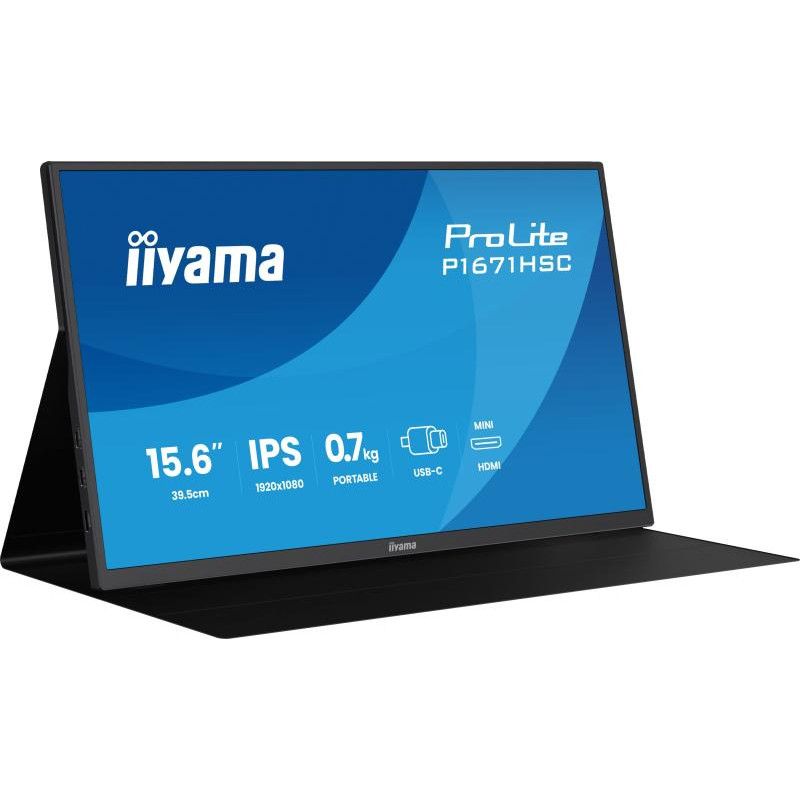 iiyama ProLite P1671HSC-B1 écran plat de PC 39,6 cm (15.6") 1920 x 1080 pixels Full HD LED Noir · Moniteur · Informat Syst...