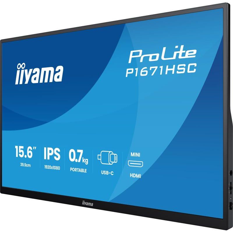 iiyama ProLite P1671HSC-B1 écran plat de PC 39,6 cm (15.6") 1920 x 1080 pixels Full HD LED Noir · Moniteur · Informat Syst... (image 5)
