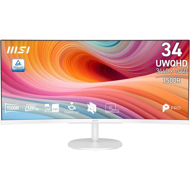 MSI Pro MP341CQW E12 écran plat de PC 86,4 cm (34") 3440 x 1440 pixels UltraWide Quad HD Blanc · Moniteur · Informat Syste...