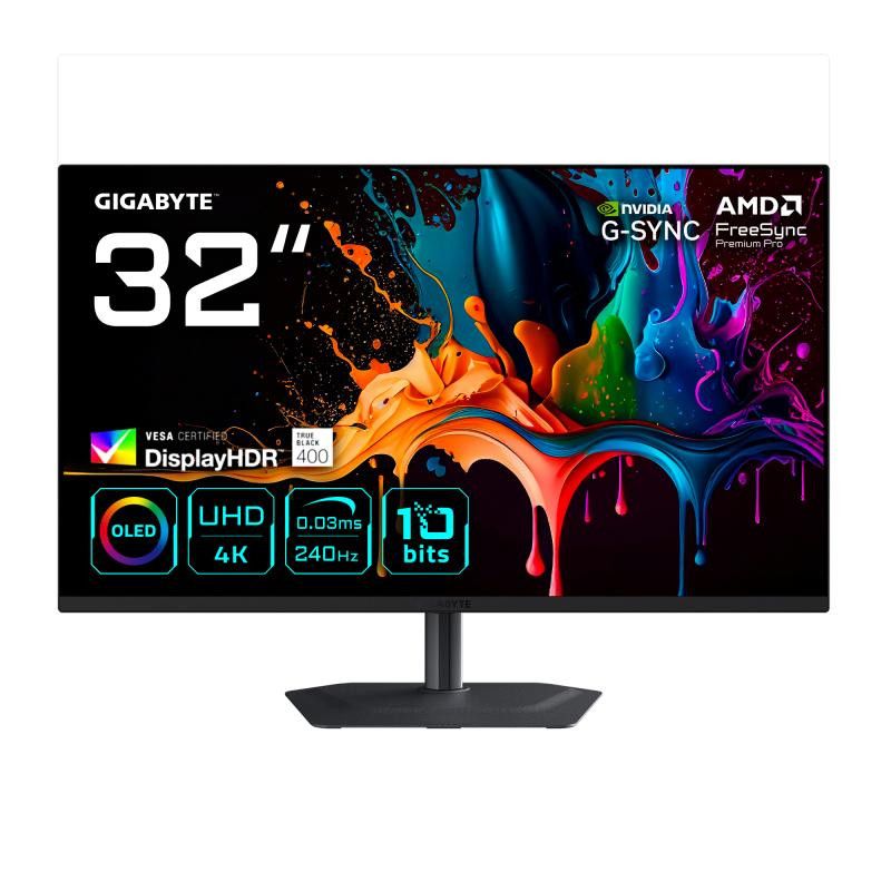 GIGABYTE MO32U2 Moniteur Gaming OLED 32 4K UHD - 3840 x 2160, 240Hz, 0.03ms, 250 cd/m², G-Sync Compatible, FreeSync Premiu...