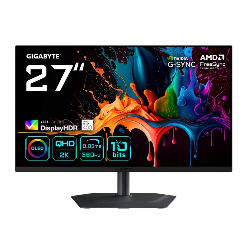 GIGABYTE MO27Q3 Moniteur Gaming OLED 27 QHD - 2560 x 1440, 360Hz, 0.03ms, 250 cd/m², G-Sync Compatible, FreeSync Premium P...