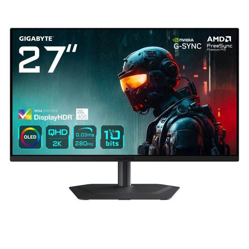 GIGABYTE MO27Q2A Moniteur de jeu OLED 2K QHD 27" - 2560 x 1440, 280Hz, 0,03ms, 250 cd/m², FreeSync Premium Pro, DisplayHDR...