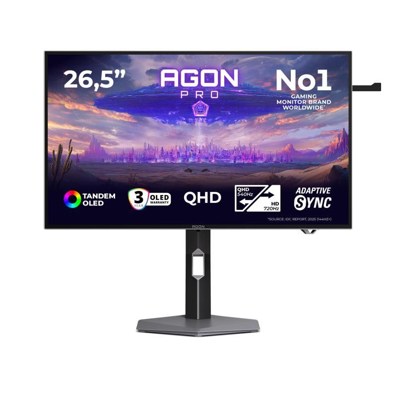 AOC AGON PRO AGP277QKDC écran plat de PC 67,3 cm (26.5") 2560 x 1440 pixels Quad HD OLED Gris · Moniteur · Informat System...