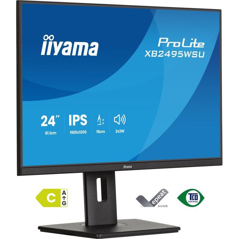 iiyama ProLite XB2495WSU-B1 écran plat de PC 61,2 cm (24.1") 1920 x 1200 pixels WUXGA LCD Noir · Moniteur · Informat Syste...