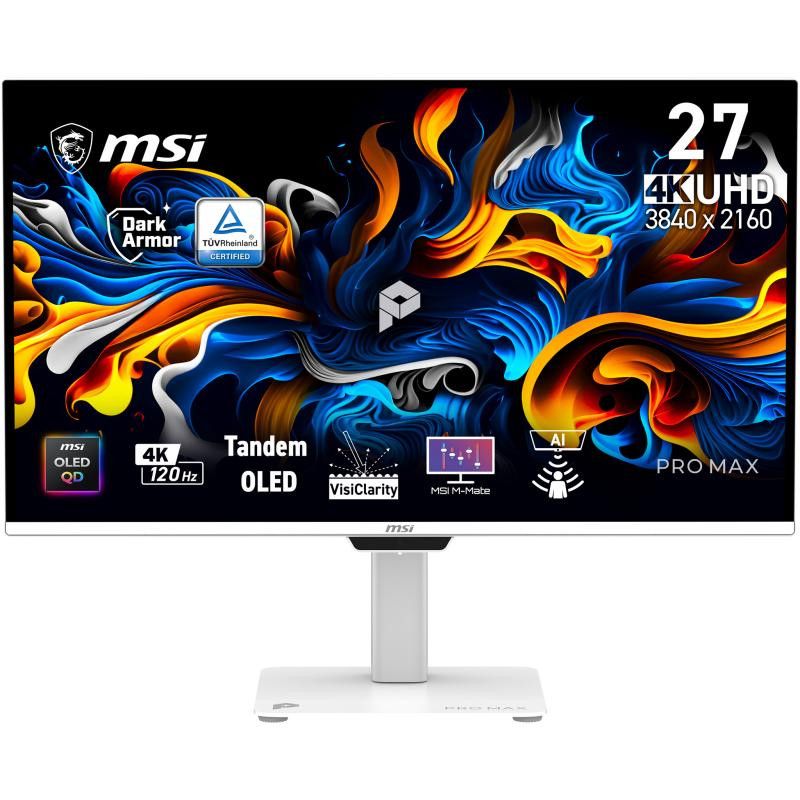 MSI Pro MAX 271UPXW12G écran plat de PC 67,3 cm (26.5") 3840 x 2160 pixels Full HD Ultra large QD-OLED Blanc · Moniteur · ...