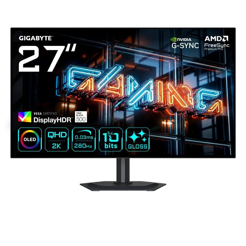 GIGABYTE MO27Q28GR Moniteur Gaming WOLED Brillant 27 QHD - 2560 x 1440, 280Hz, 0.03ms, 335 cd/m², Display HDR True Black 5...