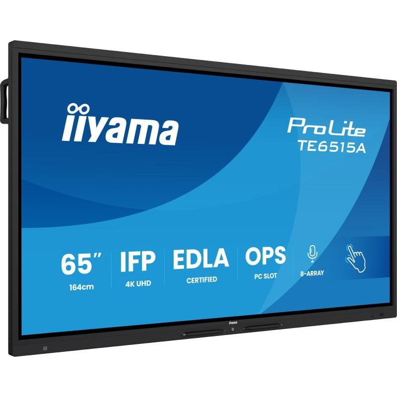 iiyama TE6515A-B2AG Écran d'affichage dynamique En forme de kiosk 163,8 cm (64.5") Wifi 550 cd/m² 4K Ultra HD Noir Écran t...
