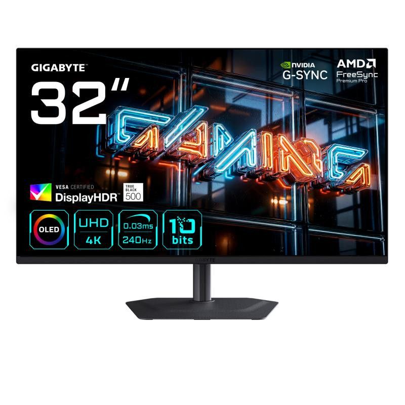 GIGABYTE MO32U24 Moniteur Gaming OLED 32 4K UHD - 3840 x 2160, 240Hz, 0.03ms, 300 cd/m², G-Sync Compatible, FreeSync Premi...