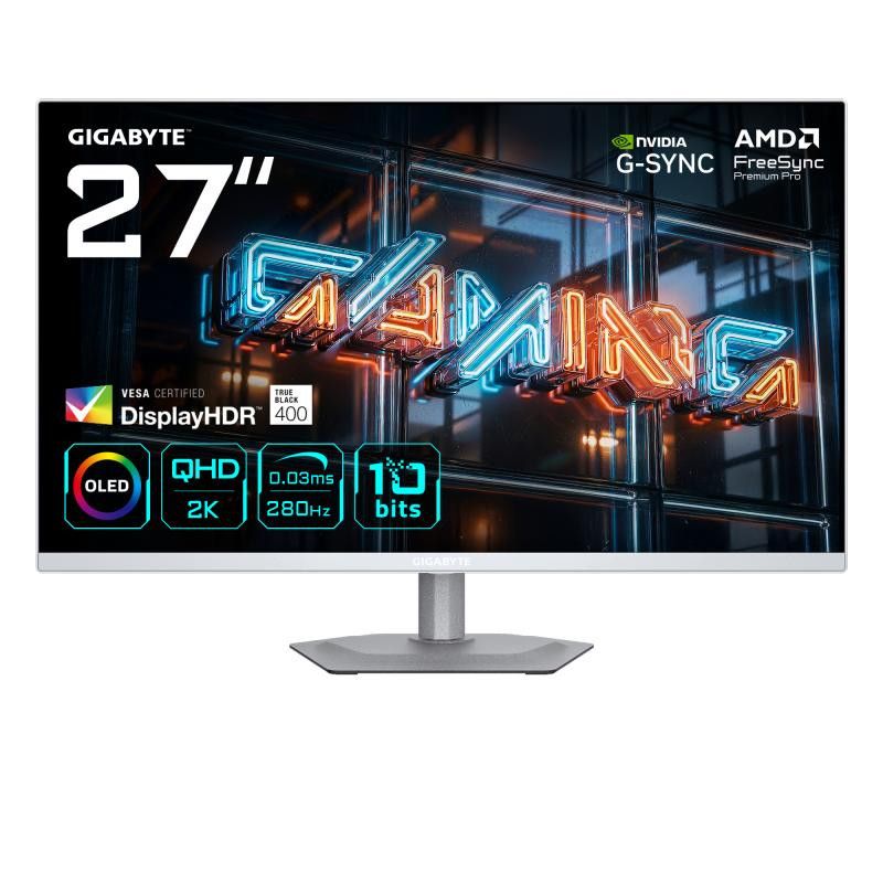 GIGABYTE MO27Q2A ICE 27 OLED 2K QHD Gaming Monitor - 2560 x 1440, 280Hz, 0.03ms, 250 cd/m², FreeSync Premium Pro, DisplayH...