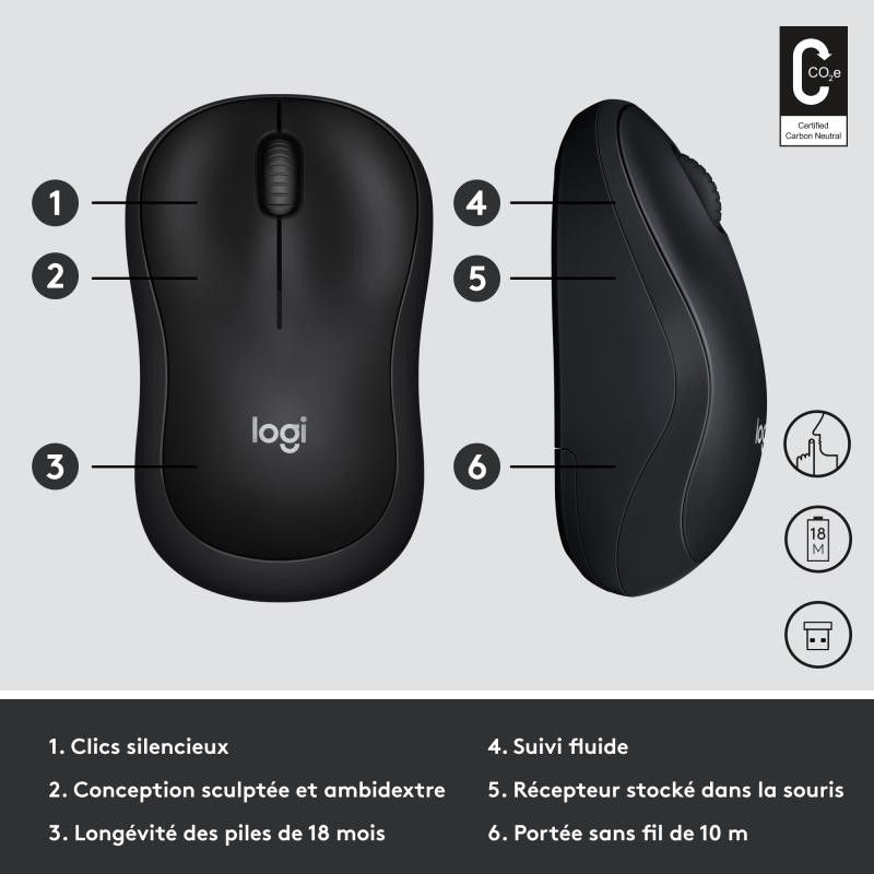 Logitech M220 Silent Noir Sans Fil · SOURIS · Informat Systems Strasbourg (image 13)