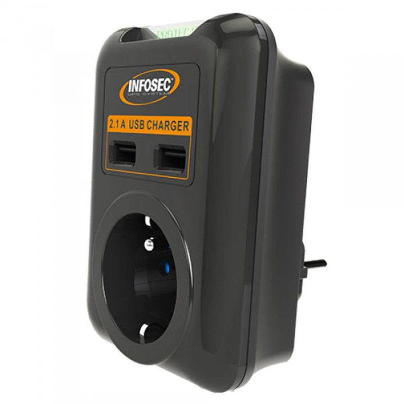 INFOSEC S1 USB NEO - 1 Prise FR + 2 ports USB · Sécurité électrique · Informat Systems Strasbourg