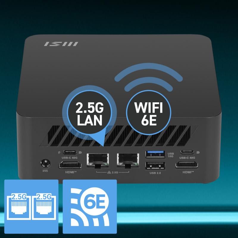 MSI Cubi Z AI 8M-004BEU Cube Noir 8945HS AMD SoC 4,1 GHz Haut-parleurs intégrés · Barebone NUC · Informat Systems Strasbourg (image 7)